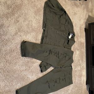 Jordan Craig Olive Green Jean Jacket and Pant Outfit. Jacket-5XL, Pant -46/32